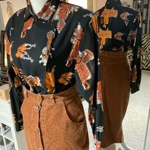 Western Saddle Graphic Button-Up Shirt